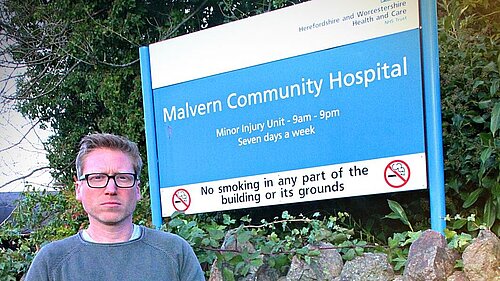 Dan outside Malvern Hospital